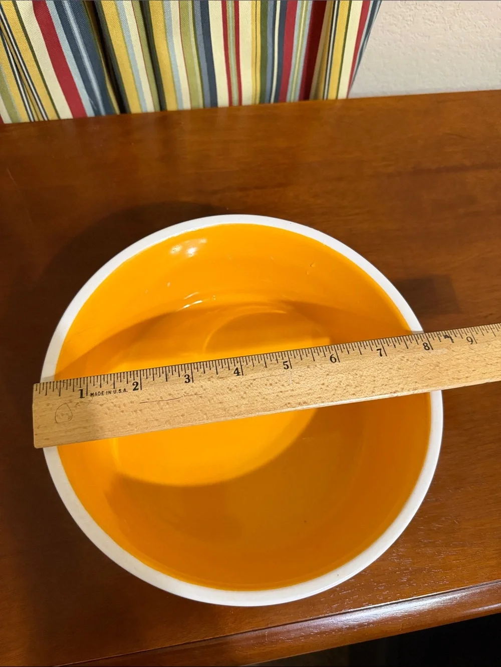 Rae Dunn White Dog Bowl with Orange Interior - 'DEVOUR'